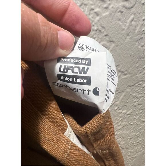 Carhartt Brown Overall Bibs Men’s Size 42x32 Preowned - Discoloration-Marks - Picture 7 of 16